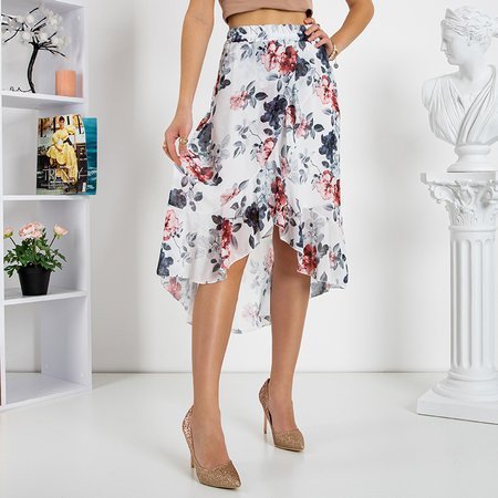 White asymmetric skirt with floral print - Clothing