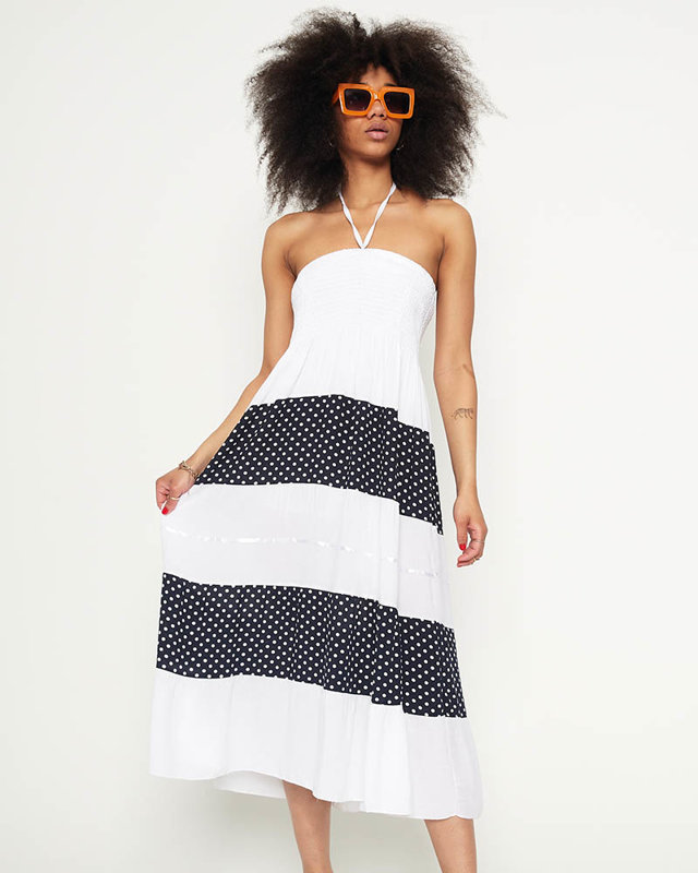 White polka dot maxi skirt PLUS SIZE - Clothing