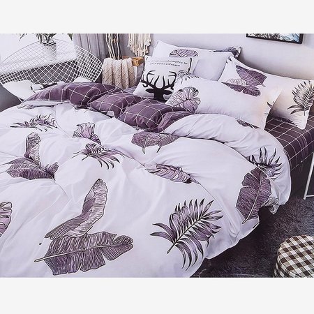 White - purple bedding 160x200 set of 3 PARTS - Bedding