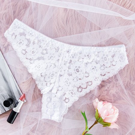 Women's White Lace Brasilans - Underwear