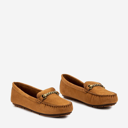 Women's camel loafers with Seriti decoration - Shoes