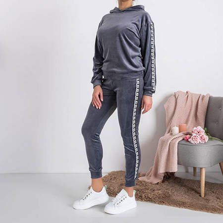 Women's gray sweat suit with stripes - Clothing