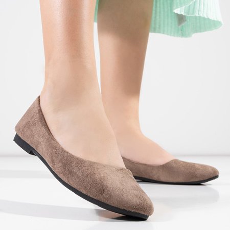 Women's khaki ballerinas Lanvies - Footwear