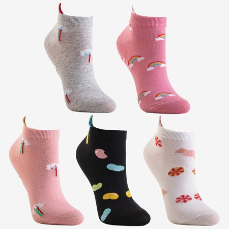 Women's multicolored ankle socks in 5-pack print - Socks
