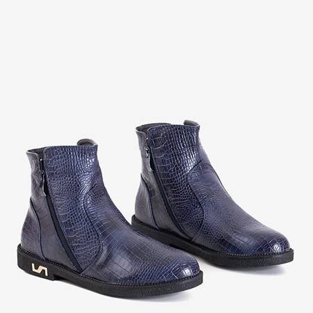 Women's navy blue boots decorated with animal embossing Coslyc - Footwear