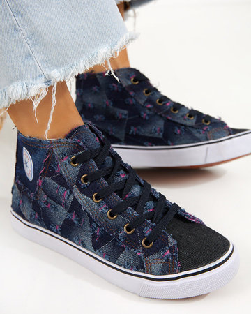Women's navy blue fabric sneakers Denario - Footwear