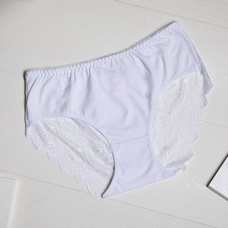Women's white cotton panties PLUS SIZE - Underwear