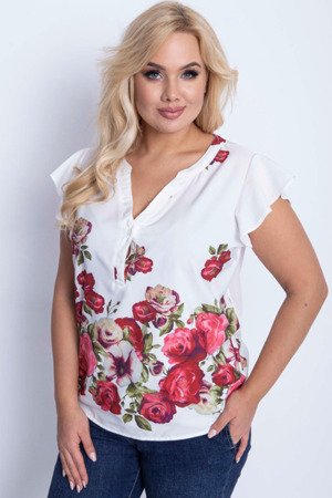 Women's white floral blouse - Clothing