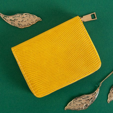 Yellow small women's wallet with snake skin embossing - Accessories