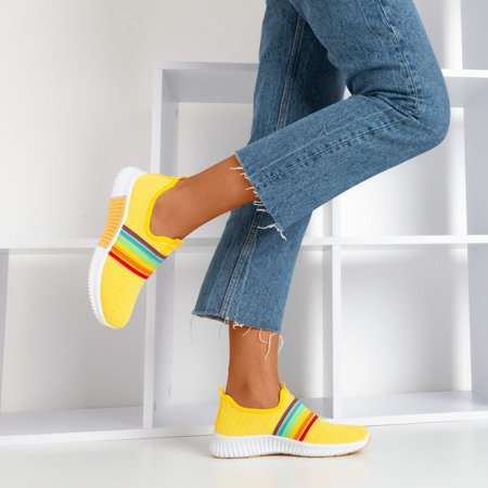 Yellow women's slip-on rainbow sports shoes - Footwear 1