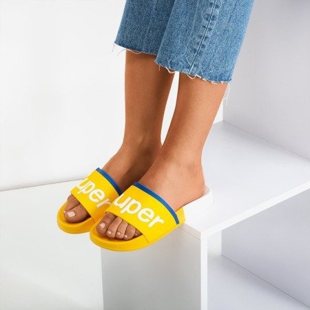 Yellow women's slippers with the word Supera - Footwear 1