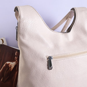 Beige ladies' eco-leather handbag - Handbags