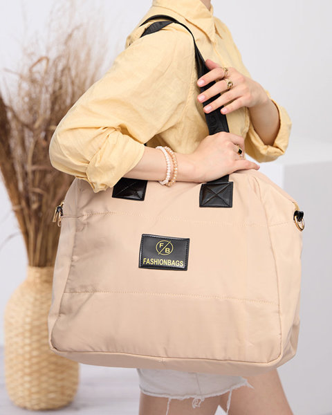 Beige large women's handbag - Accessories
