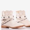 Beige-pink cowboy boots with a covered wedge heel Salemi - Shoes