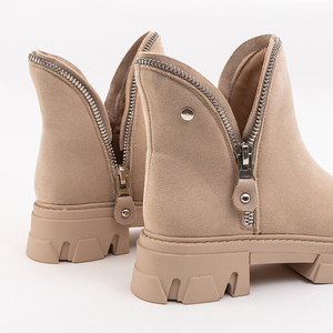 Beige suede platform boots Figga-Shoes