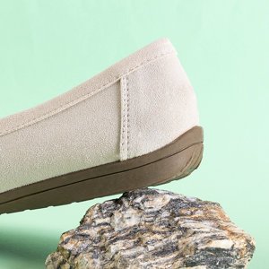 Beige women's eco-suede moccasins Monika - Footwear