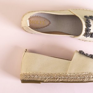 Beige women's espadrilles with Manya decoration - Footwear