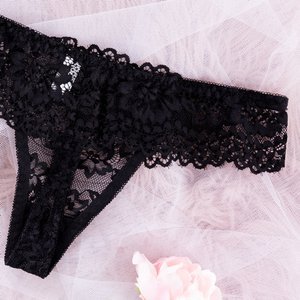 Black Women's Lace Thong - Underwear