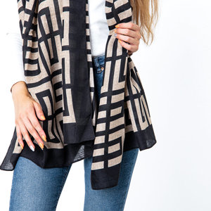 Black and beige patterned women's scarf - Accessories