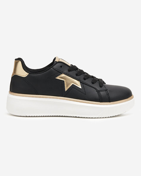 Black and gold Taqeva women's sports shoes - Footwear