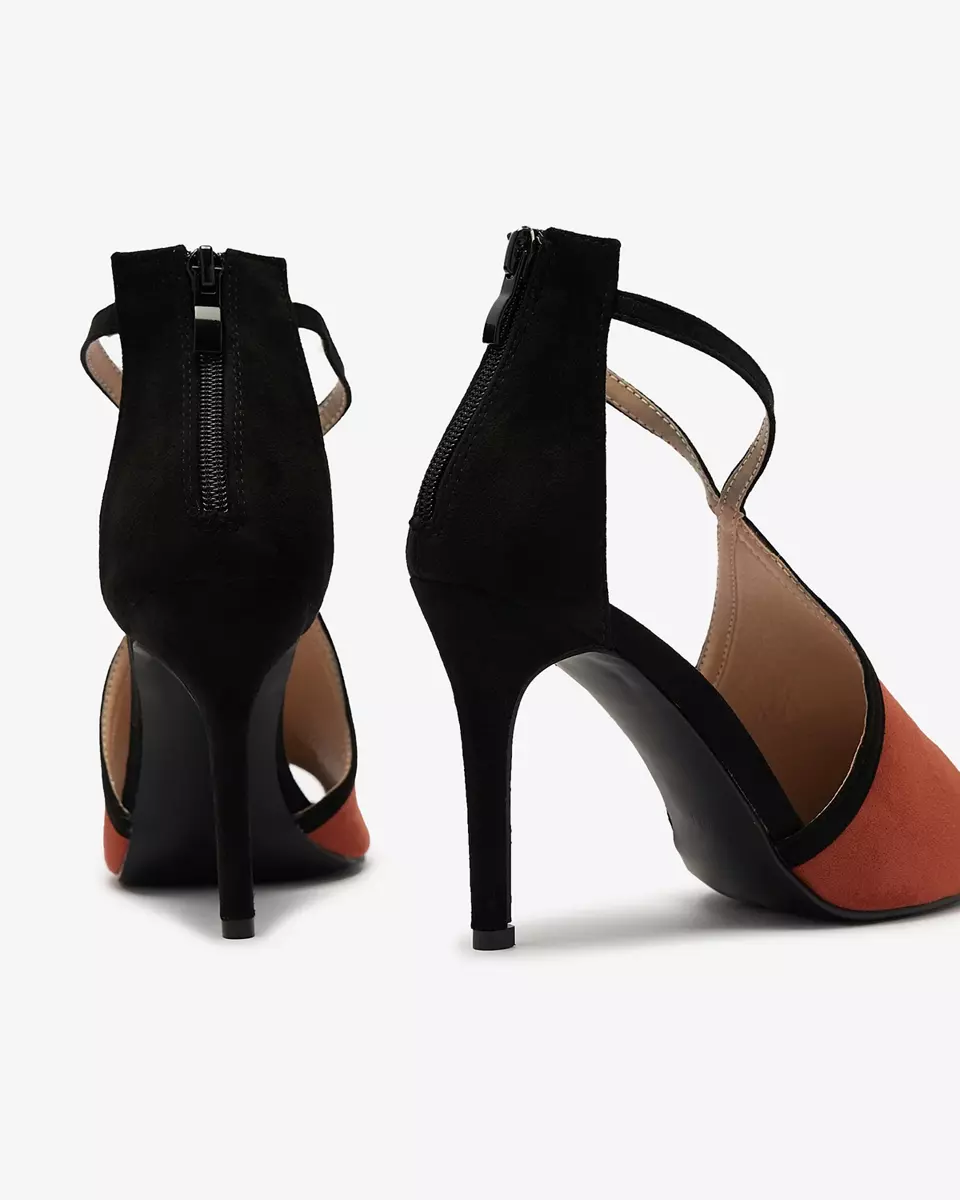 Black and orange women's stiletto sandals Ibbizo- Footwear