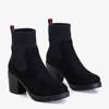 Black ankle boots with a fabric upper Lamia - Shoes