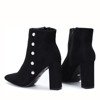Black boots with pearls on a high post Maya - Footwear