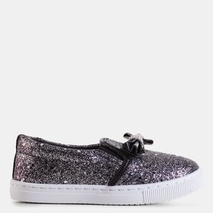 Black children's glitter slip-on with bow Pelesa - Footwear