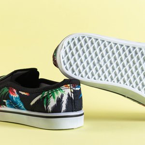 Black children's slip on with Ailbe plant print - Footwear