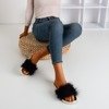 Black flip flops with fur Lovia - Footwear 1