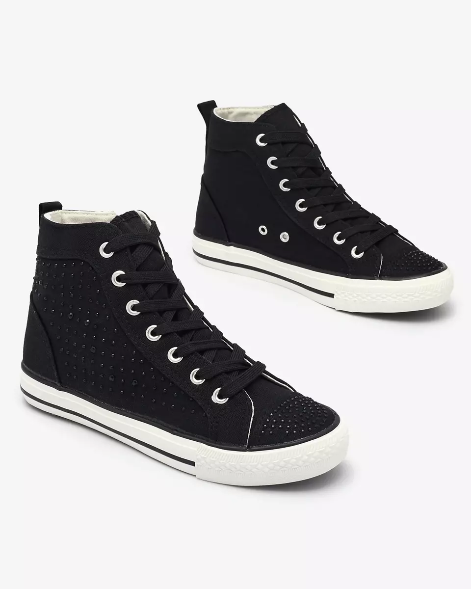 Black high-top sneakers with zircons Totulu- Footwear