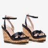 Black high wedge sandals Erika- Footwear
