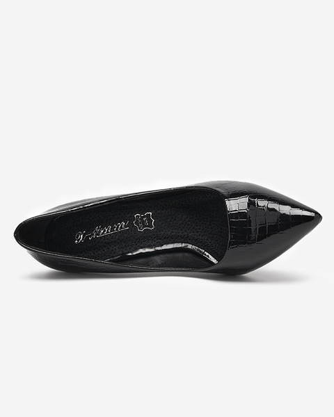 Black lacquered women's shoes with embossing Jeanori - Footwear