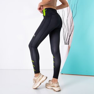 Black leggings with green inserts - Clothing