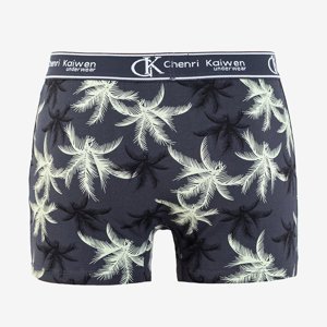 Black men's boxer shorts with a floral print - Underwear