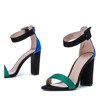 Black sandals on the post with a green strap and blue heel Denice - Footwear 1