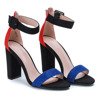 Black sandals on the post with a navy blue stripe and red heel Denice - Footwear 1