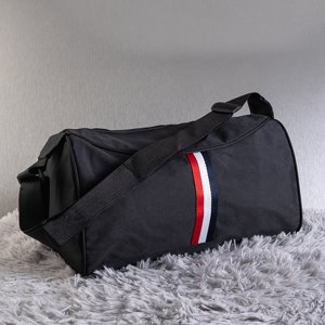 Black unisex sports bag with stripes - Accessories