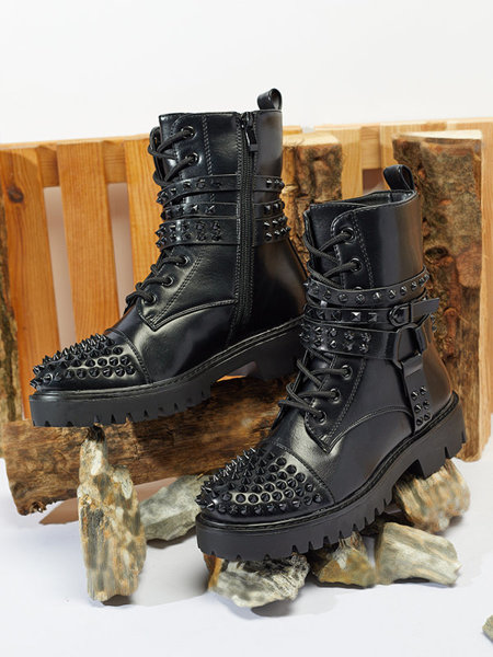 Black women's bagger boots with studs Fioppo - Footwear