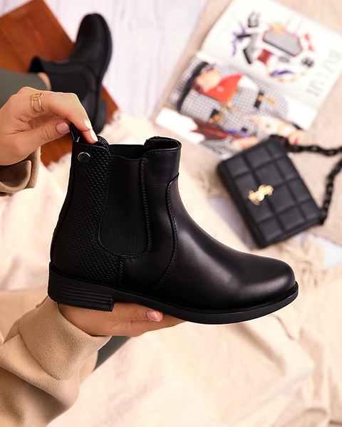 Black women's boots a'la sztyblety with embossing Luddo- Footwear