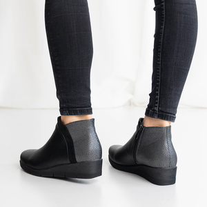 Black women's boots on a low wedge heel Flyvi - Footwear