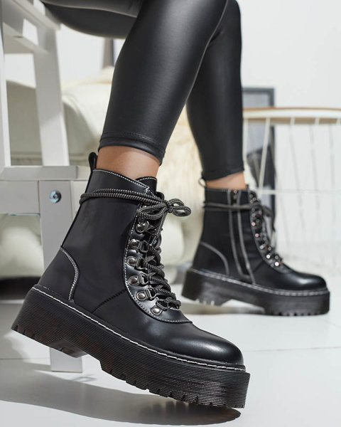 Black women's boots on a massive Jerix sole - Footwear