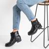 Black women's boots with a Voe buckle - Footwear