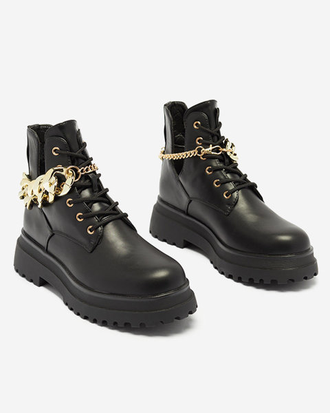 Black women's boots with cut-outs Neriso - Footwear
