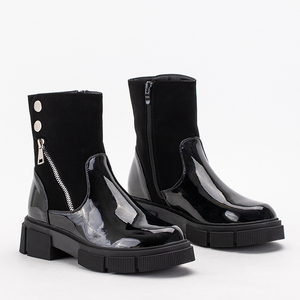 Black women's boots with lacquered upper Vivisa- Footwear