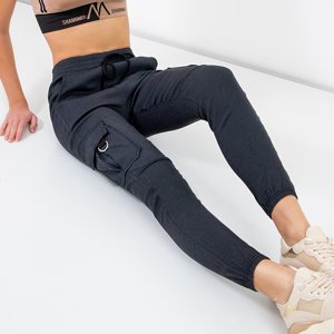 Black women's cargo pants with pockets - Clothing