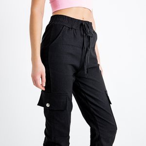 Black women's combat pants with pockets - Clothing