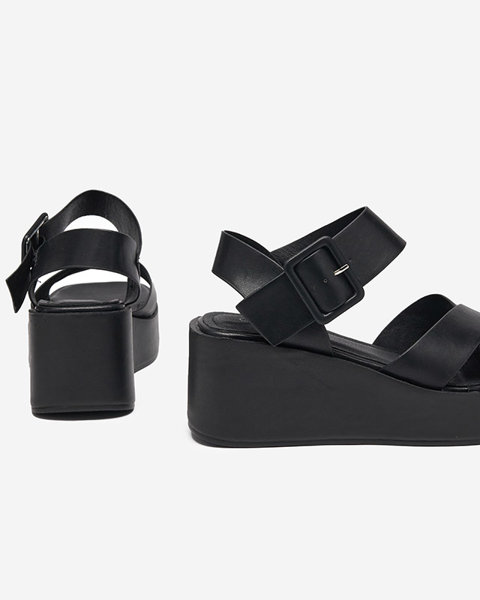 Black women's eco leather sandals on the Scozi wedge - shoes