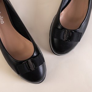 Black women's flat ballerinas with a Gefera bow - Shoes