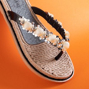 Black women's flip-flops with Jefis decoration - Footwear